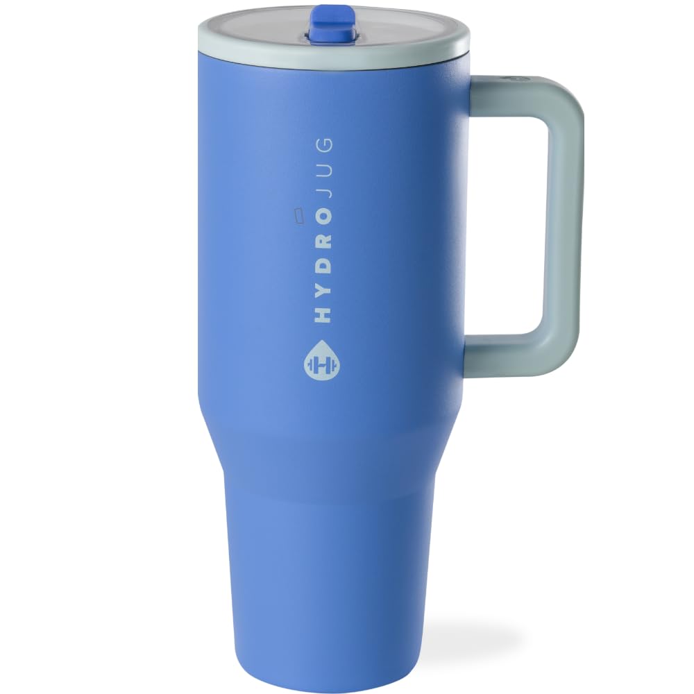 HydroJug Traveler 32oz, Insulated Tumbler with Handle & Straw, Pink Sand
