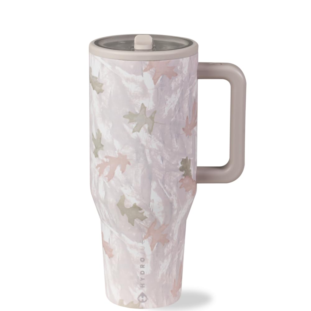 HydroJug Traveler 32oz, Insulated Tumbler with Handle & Straw, Pink Sand