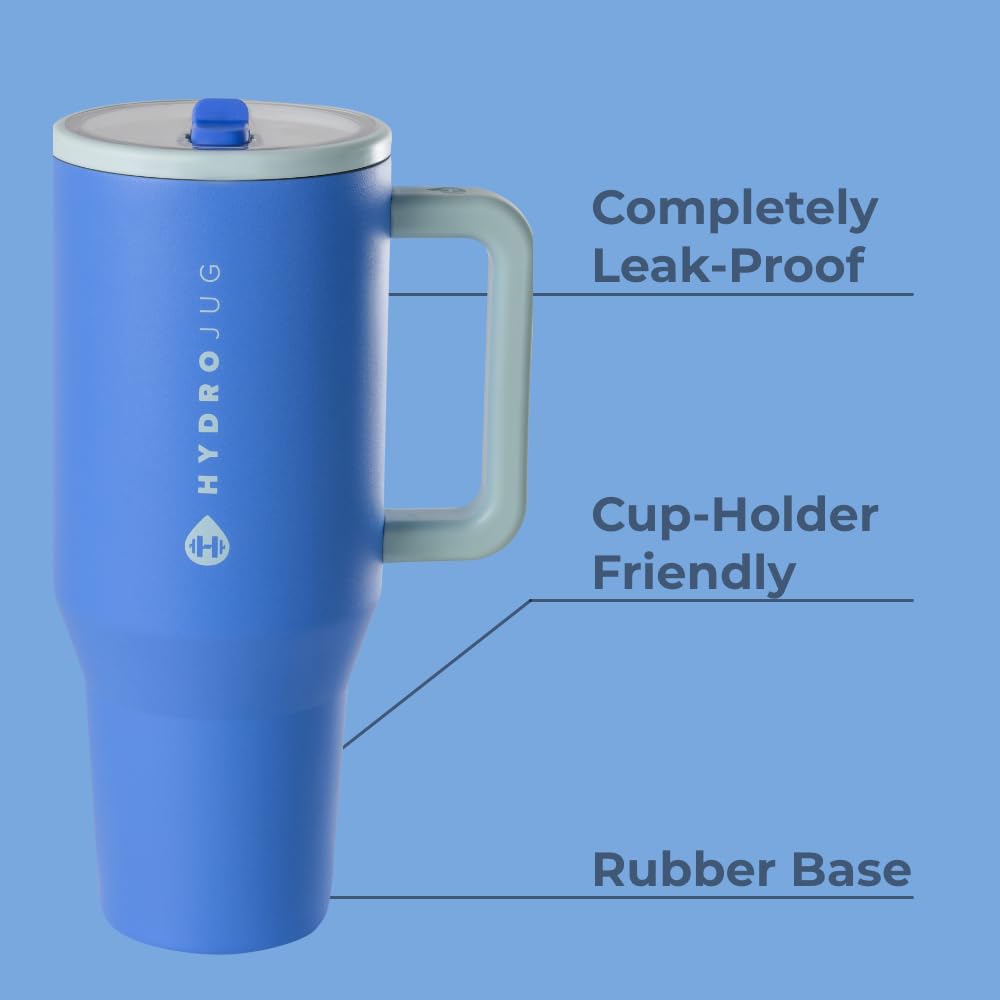 HydroJug Traveler 32oz, Insulated Tumbler with Handle & Straw, Pink Sand