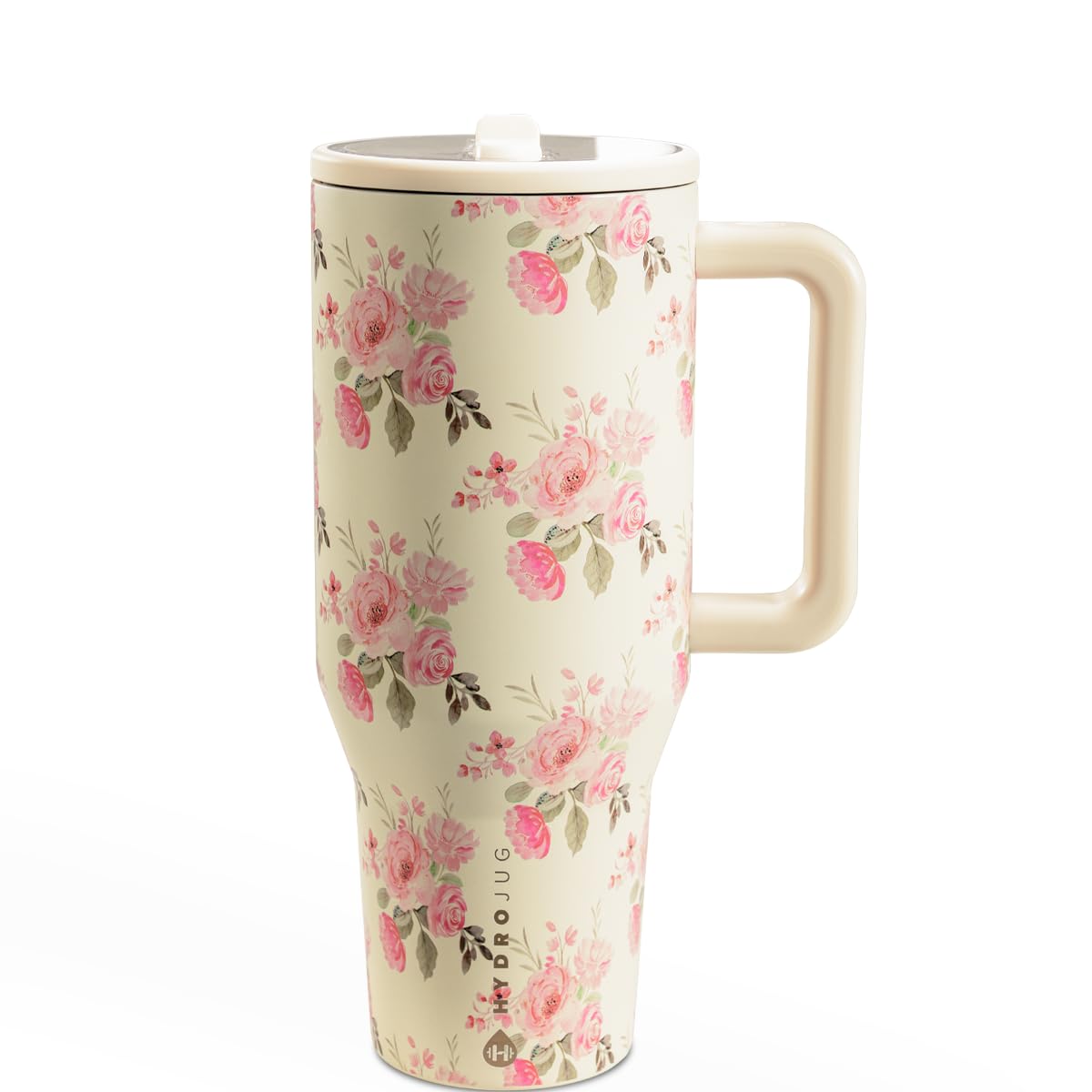 HydroJug Traveler 32oz, Insulated Tumbler with Handle & Straw, Pink Sand