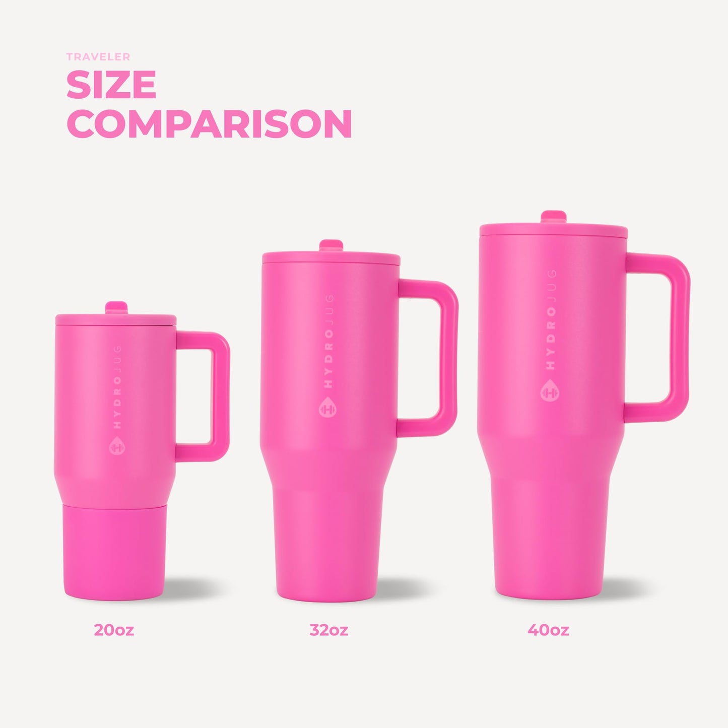 HydroJug Traveler 32oz, Insulated Tumbler with Handle & Straw, Pink Sand