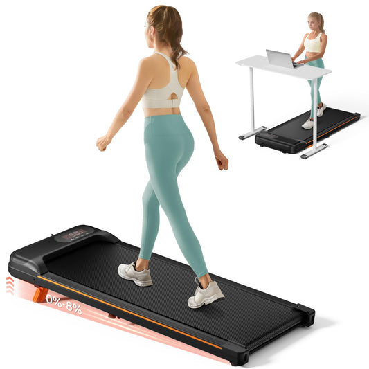Abonow Walking Pad, Under Desk Treadmill with Incline for Home Office 2.5HP Portable Walking Treadmill with 265 Lbs Weight Capacity Walking Machine, Remote Control, LED Display