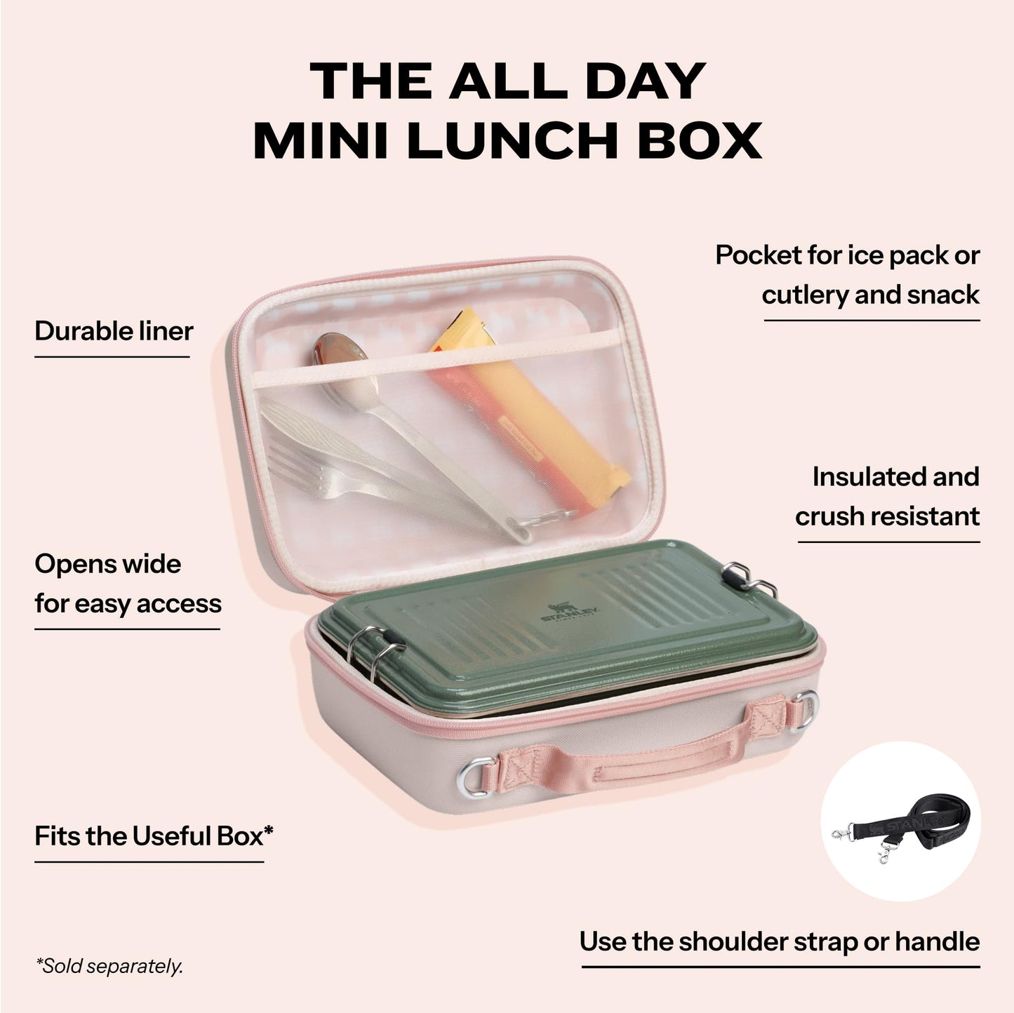 STANLEY All Day Mini Lunch Box | 4.2-quart | EVA Insulated Lunch Bag | Crush Resistant | Adjustable Strap | BPA-Free | Lilac