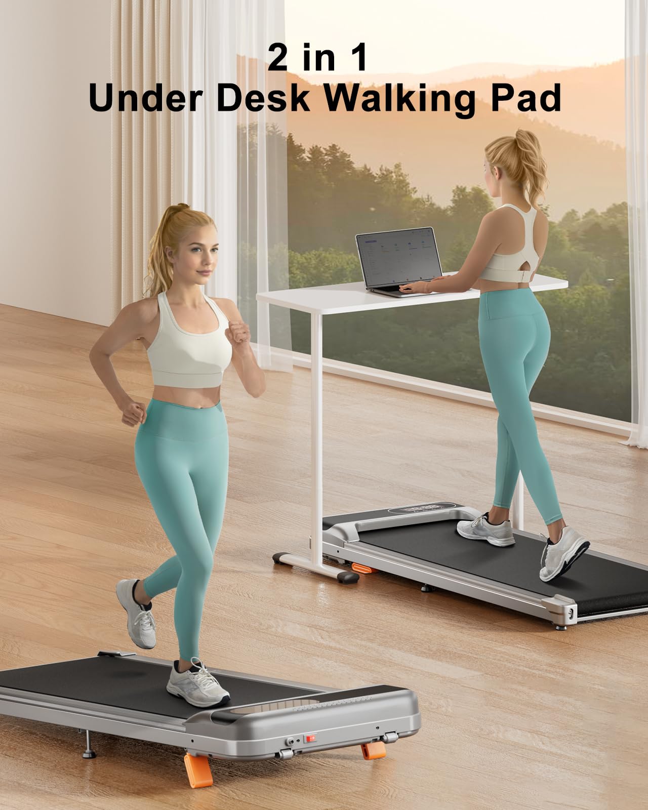 Abonow Walking Pad, Under Desk Treadmill with Incline for Home Office 2.5HP Portable Walking Treadmill with 265 Lbs Weight Capacity Walking Machine, Remote Control, LED Display