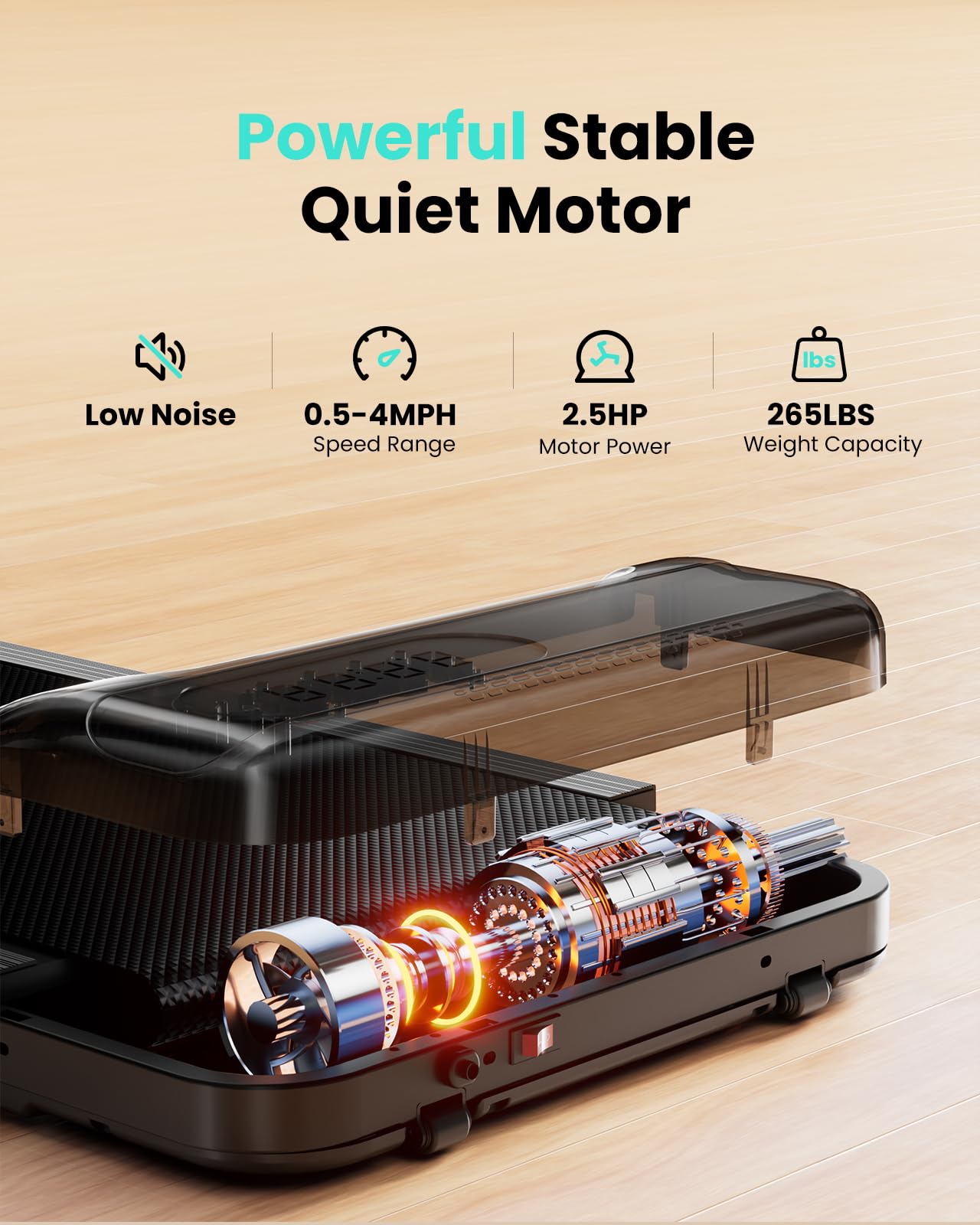 Abonow Walking Pad, Under Desk Treadmill with Incline for Home Office 2.5HP Portable Walking Treadmill with 265 Lbs Weight Capacity Walking Machine, Remote Control, LED Display