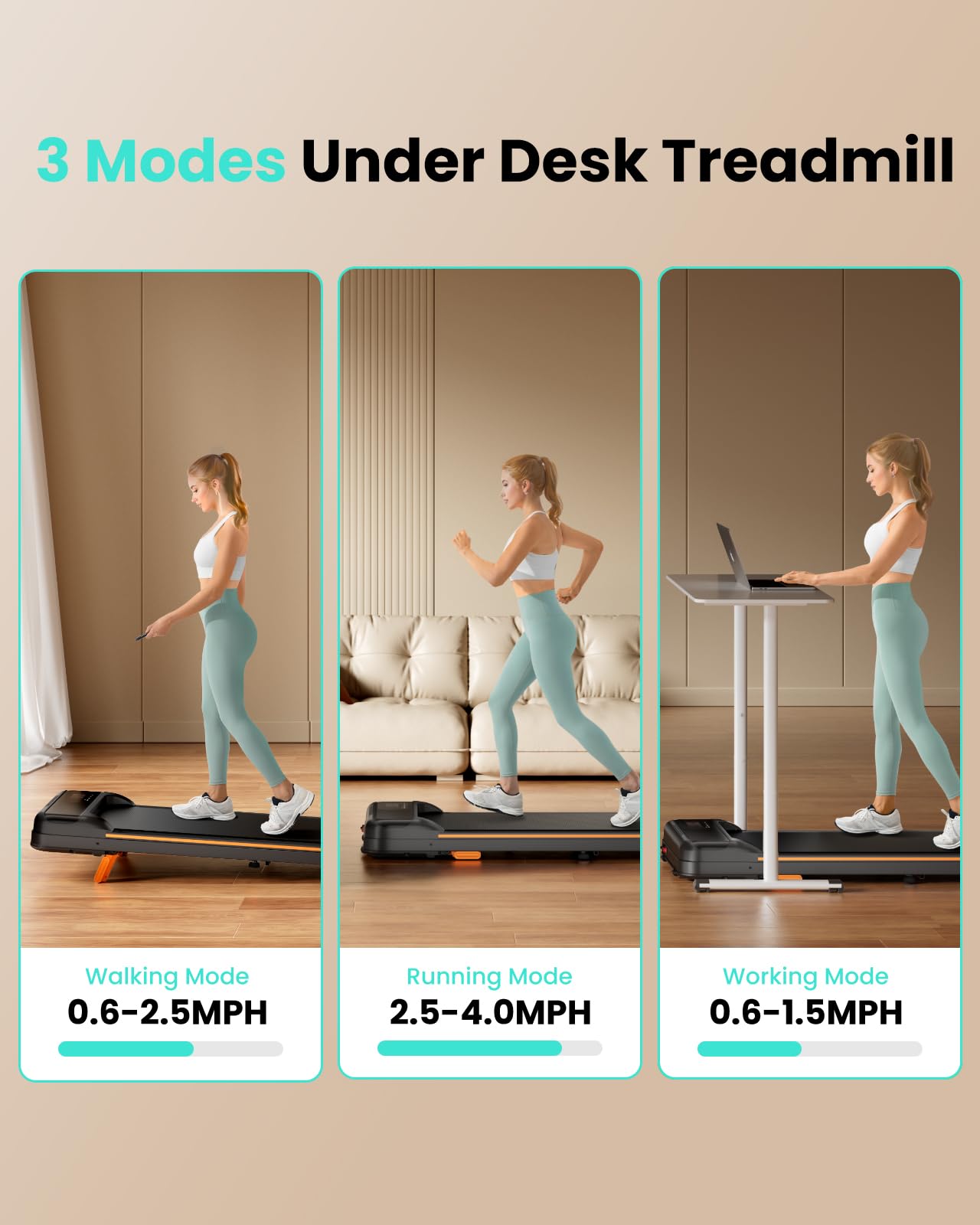 Abonow Walking Pad, Under Desk Treadmill with Incline for Home Office 2.5HP Portable Walking Treadmill with 265 Lbs Weight Capacity Walking Machine, Remote Control, LED Display