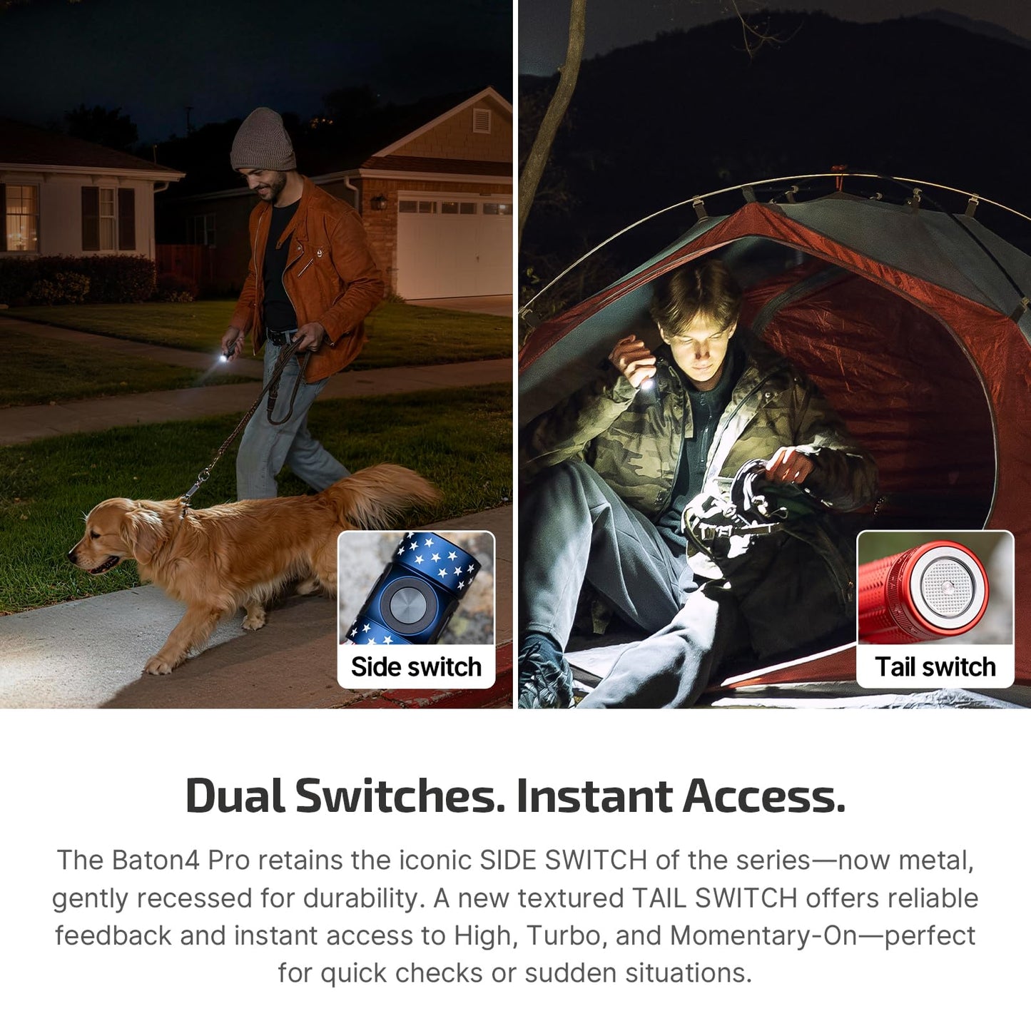 OLIGHT Baton4 Pro EDC Flashlight Rechargeable, 1600 Lumens Small Pocket LED Light with Tactical Switch and Magnetic & USB C Dual Charging for Home Use, Camping and Emergency (Stars&Stripes Edition)