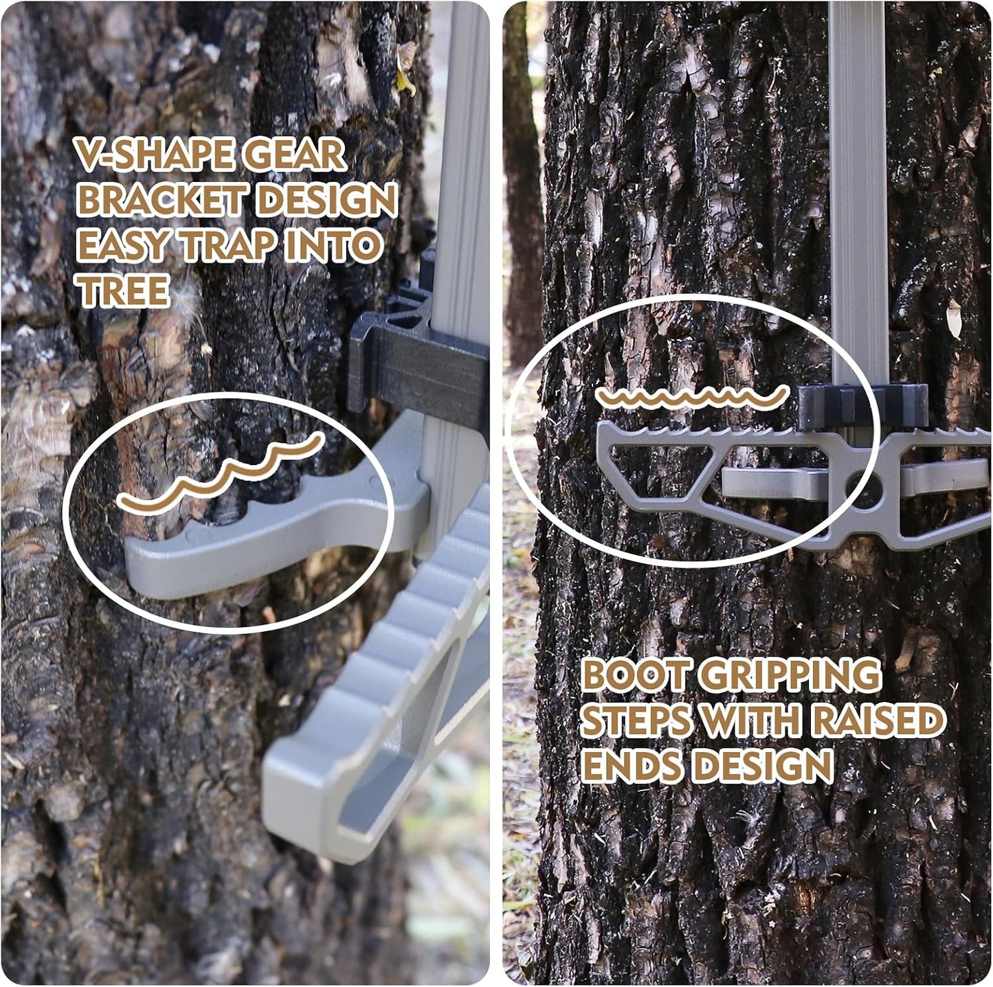 Climbing Sticks,Aluminum Non-Slip Hunting Climbing Steps,Lightweight Tree Climbing Hunting Gear Hunting Accessories for Tree Stands Set of 4,Fold Up Steps for Tree Stand